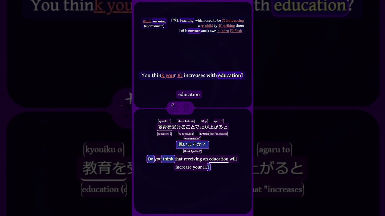 教育 — education — You think your IQ increases with education  #learnjapanese