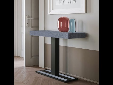 Console extensible pin massif clair et pieds métal anthracite 14 personnes 40 à 300 cm Cali 2