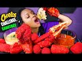 HOT CHEETOS LOBSTER TAILS SEAFOOD BOIL MUKBANG CHALLENGE SABOTAGE ALFREDO CHEESE SAUCE QUEEN BEAST