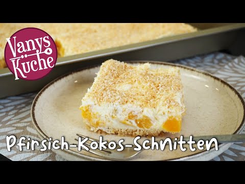 Der Sommer ist da🌞: Pfirsich-Kokos-Schnitten 🥥🍑🌴→ nobake Thermomix® Rezept TM6, TM5, TM31