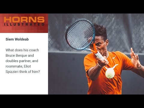 Texas Longhorns Men's Tennis Siem Woldeab with Coach Bruce Berque and Eliot Spizzirri