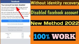 without id proof recover disabled facebook account 2022 || facebook your account has been disabled