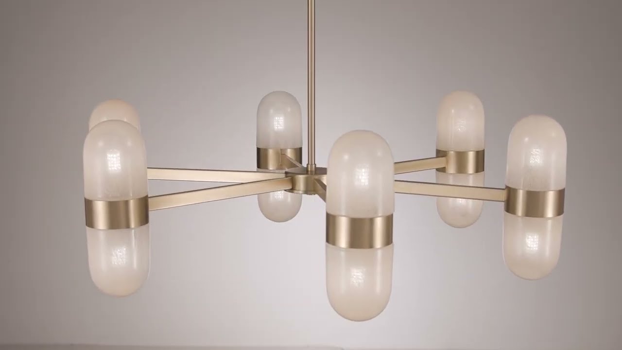 Video1 of Possini Euro Reiter 32" Wide Matte Brass 12-Light Chandelier