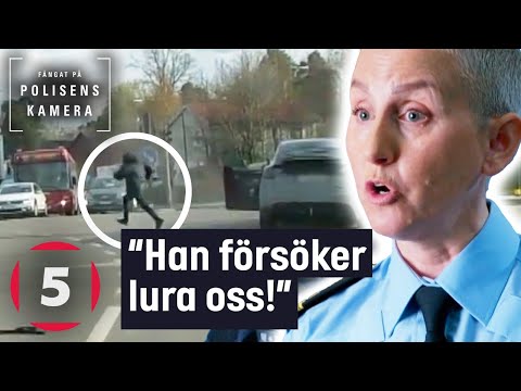 Förare ÖVERGER sin Tesla under biljakten | Fångat på polisens kamera | Kanal 5 Sverige