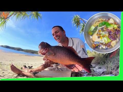 Solo Camping on Deserted Island - Catch and Cook Best Ramen EP.525