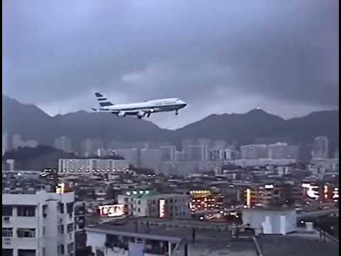 RARE Footage of a Cathay Pacific Boeing 747 LANDING at Kai Tak Airport in Hong Kong!
