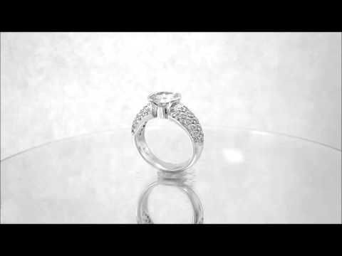 18K WHITE GOLD ROUND CUT DIAMOND ENGAGEMENT RING SEMI BEZEL SET 2.75CTW - KNR INC - 438
