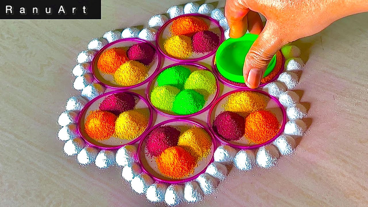 Easy New Simple Relaxing Rangoli Colors - Blouse Designs