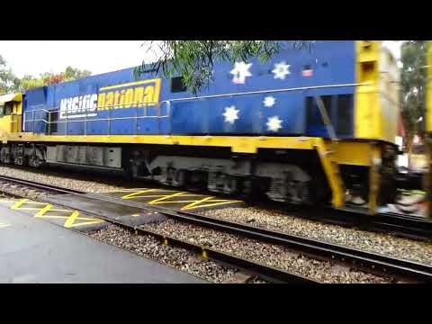 This is one of 3 trains in 18 mins @ TOODYAY Stn.  NR100 & 64 on PN 5MP2 Industrial, from MELBOURNE.