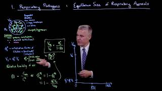Transfer of respiratory pathogens: Equilibrium size of respiratory aerosols