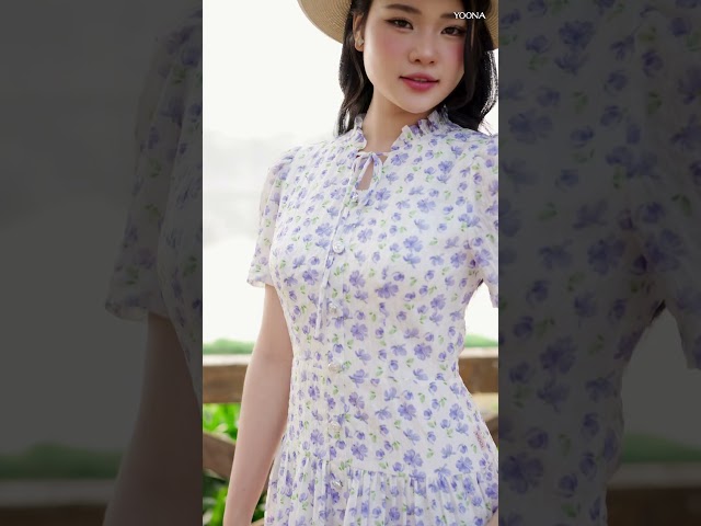 EH10X227 - Đầm tơ hoa