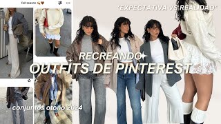 RECREANDO OUTFITS DE PINTEREST *OTOÑO 2024*🪽Expectativa vs Realidad🌟 5 Looks con prendas básicas 🔝