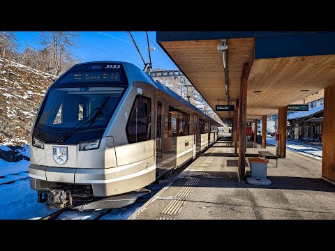 WINTER in Graubünden! REAL TIME cab ride from Filisur to Davos.