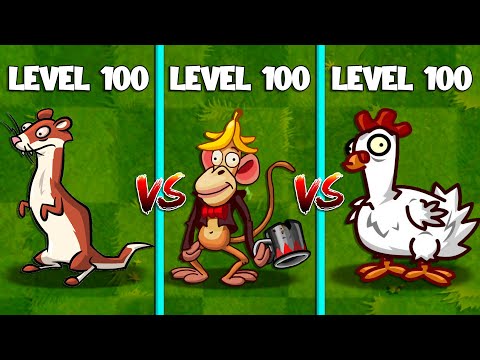 Monkey Zombie vs Chicken Zombie vs Ice Weasel Level 100 - PvZ 2 Challenge