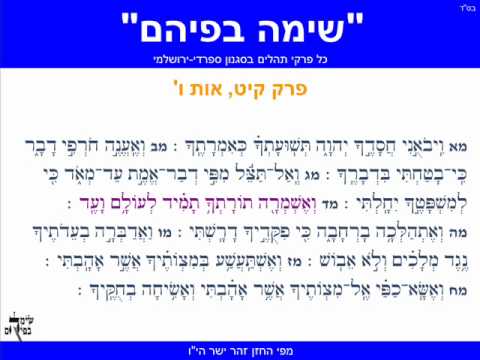 Book of Tehillim Psalms 119-6 with Musical Accompaniment Sepharadic Yerushalmi rendition