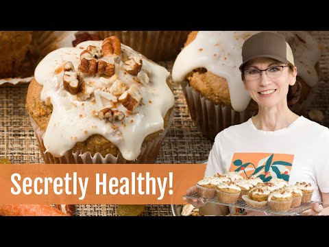 Healthy Carrot Cake Muffins and Cream Cheese Glaze | EASY