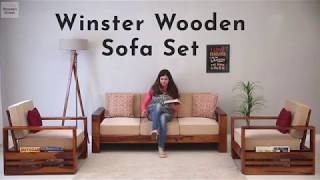Wooden Sofa Set: Winster Wooden Sofa Set Online by WoodenStreet