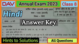 DAV Class 8 Hindi Annual Exam Question Paper - Solution, Answer key, Hints to Solutions