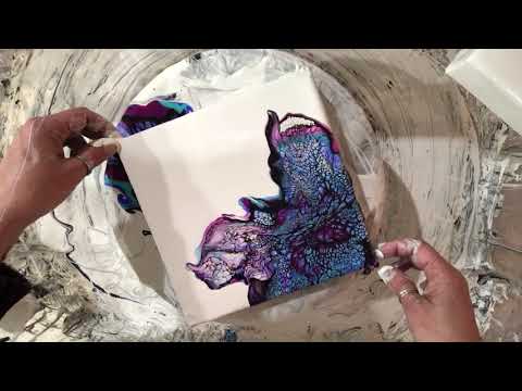 #238.  AMAZING Quadriptych!  4 paintings—1 video!  /SheleeArt /bloom technique/negative space