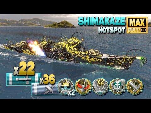 Destroyer Shimakaze: Hard torpedo hits on map Hotspot - World of Warships