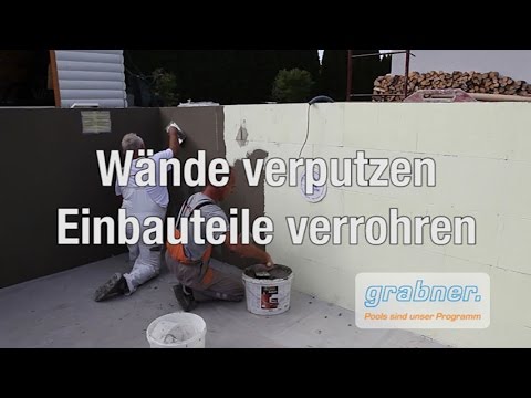 Schalsteinbecken - Montagehilfe / Teil 5 Wände verputzen - Einbauteile verrohren