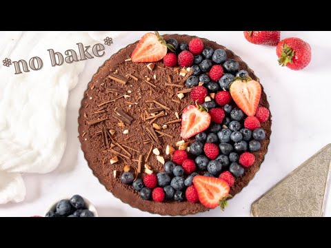 No Bake Double Chocolate Tart Recipe | No Bake Chocolate Birthday Cake  (Eggless)