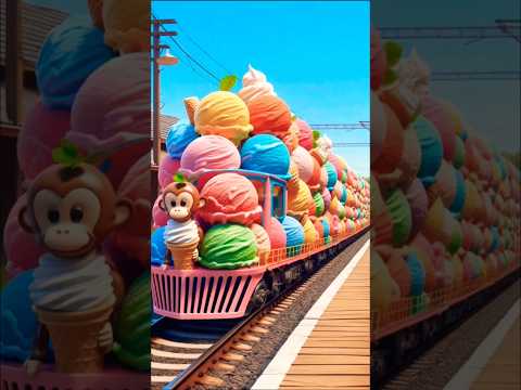 The Ice Cream train is slowly coming forward and an Airplane is flying above🤗🍦😋#icecreamtrain #viral