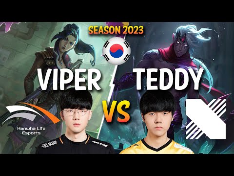 HLE Viper vs DRX Teddy - Viper CAITLYN vs Teddy VARUS ADC - Patch 13.24 KR Ranked