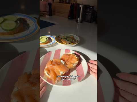 Salmon & Cream Cheese on Homemade Bagels 🥯