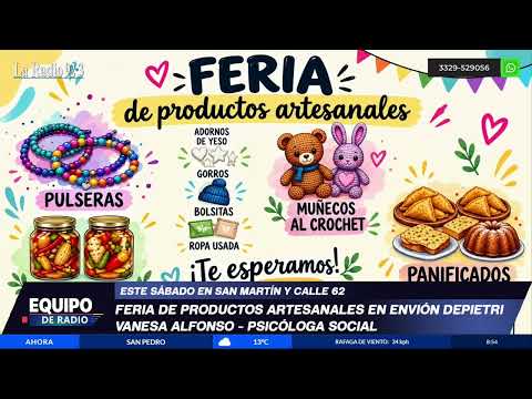 Feria de productos artesamales en envion Dipietri