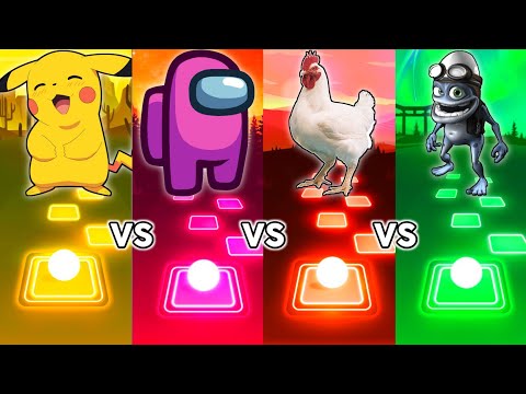 Pikachu VS Among Us VS Chicken Song VS Crazy Frog - Tiles Hop EDM Rush