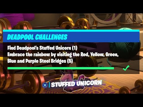 Find Deadpool's Stuffed Unicorn (1) & Embrace the Rainbow (5) - Fortnite Deadpool Challenges