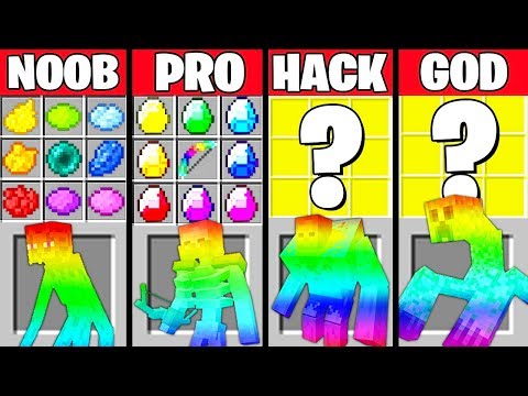 Minecraft Battle: RAINBOW MUTANT CRAFTING CHALLENGE - NOOB vs PRO vs HACKER vs GOD ~ Funny Animation
