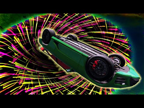 Car jump into the abyss - triple jump on springboard #7 - BeamNG Drive - AlroGame