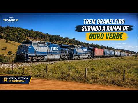 TREM GRANELEIRO DESAFIA A RAMPA DE OURO VERDE | POTÊNCIA PARA TRACIONAR OS GRÃOS- FERROVIA NORTE SUL