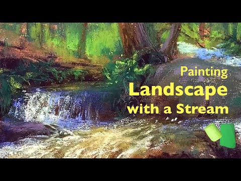 Painting Landscape With A Stream with Pastels