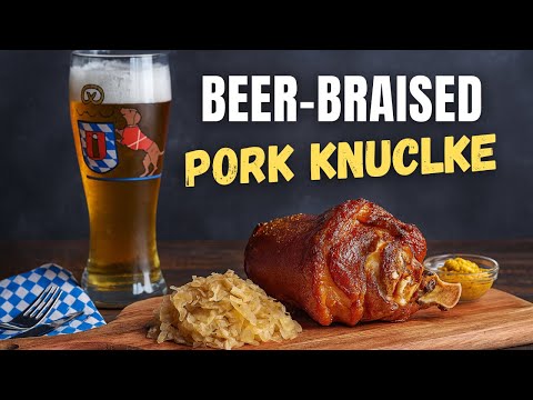 Beer-Braised Pork Knuckle (Schweinshaxe) 🍺 | Crispy & Juicy German Food #porkknuckle #germancuisine 