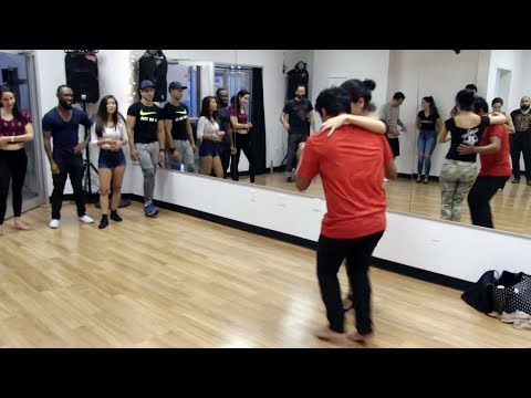 Marcio "Juruna" and Raisa dancing after forró roots workshop in New York (Itaunas style)