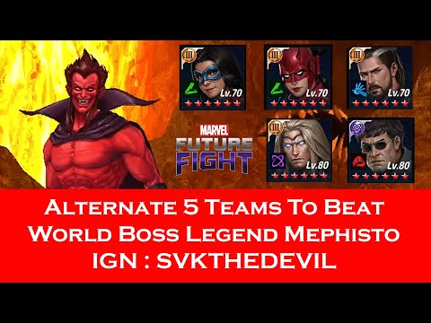 Alternate 5 Teams For World Boss Legend Mephisto - F 2 P Account svkthedevil - Marvel Future Fight