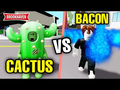 CACTUS ATTAQUÉ PAR UN BACON EN COLÈRE ! (BATAILLE ÉPIQUE)  ROBLOX - BROOKHAVEN RP