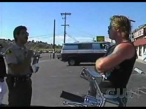 Cop pulls over Hell's Angel's  Biker
