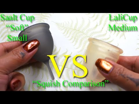 Saalt Soft SM vs LaliCup MED Menstrual Cup Squish