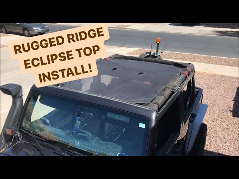Easy Install!  Rugged Ridge Eclipse Mesh Sun Shade Top for the Jeep Wrangler Unlimited JKU 2007-2018