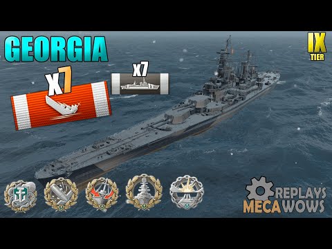 Battleship Georgia 7 Kills 198K Damage | World of Warships