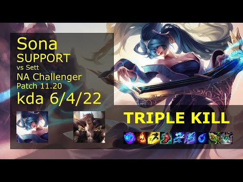 Sona Support vs Sett - NA Challenger 6/4/22 Patch 11.20 Gameplay