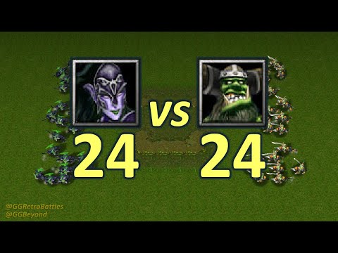 24 Huntresses vs 24 Raiders - Same Food - WarCraft III Retro Battles