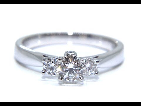 Platinum Round Diamond Trilogy Engagement Ring 0.66ct