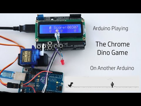 Arduino plays the Chrome Dinosaur Game on another Arduino