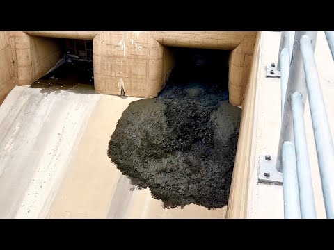 Dam intake gate opening after a year| sediment flushing