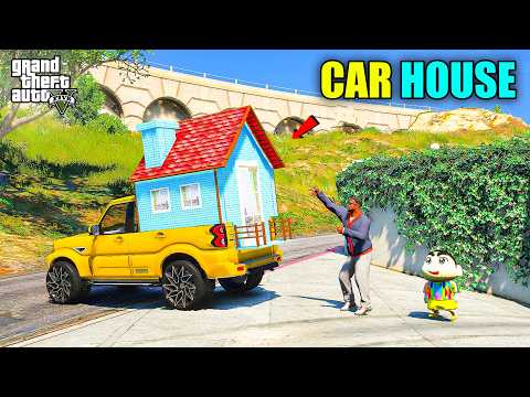 Franklin & Shinchan Built A House On His Mahindra Scorpio S11 Car in GTA 5